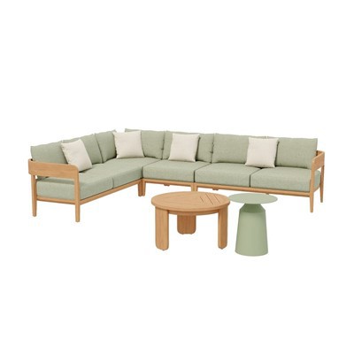 ספה פינתית מעץ טיק